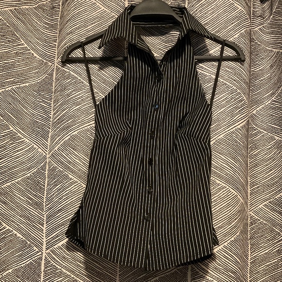 Y2K unique backless pinstripe black & white vest - Picture 1 of 6